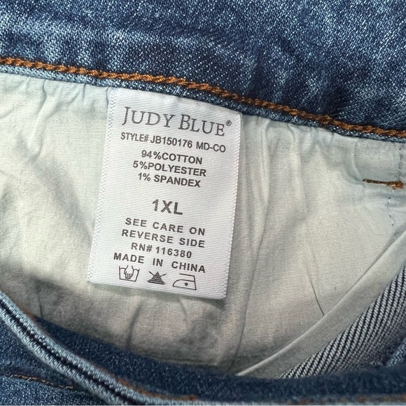 Judy Blue Shorts Womens 1XL Blue High Waist Cut Off Denim Jeans JB150176 - Picture 7 of 9